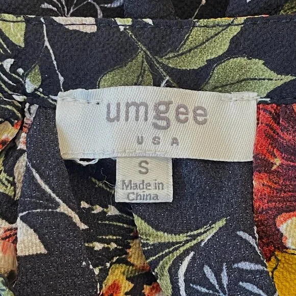 Umgee Small Dress Tunic Black Fall Summer Floral Boho Babydoll - Picture 6 of 6